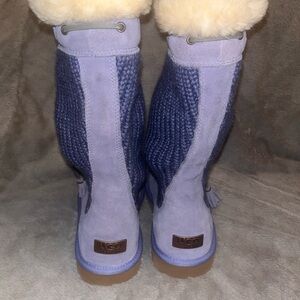 UGG Women's Lavender Knit Suede Shearling Tall Boots